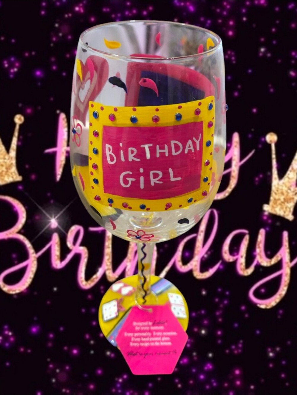 Lolita Birthday Girl Artisan Hand-painted Wine Glass